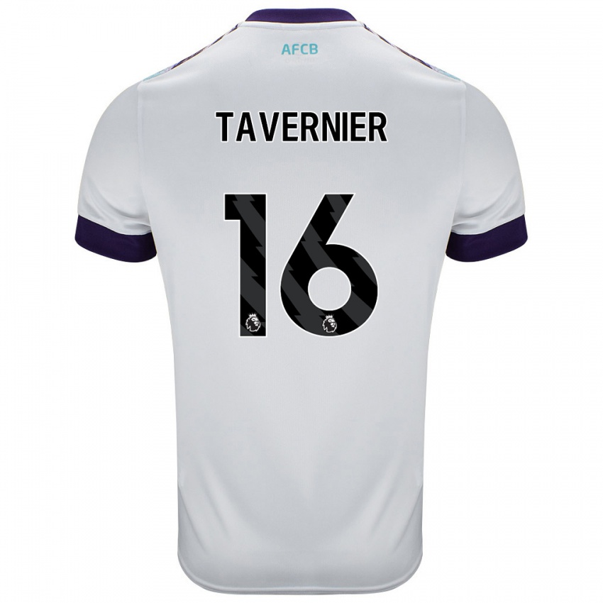 Mujer Camiseta Marcus Tavernier #16 Blanco Verde Púrpura 2ª Equipación 2024/25 La Camisa Chile