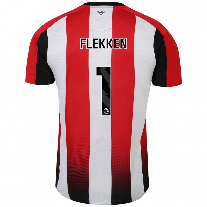 Niño Camiseta Mark Flekken #1 Rojo Blanco 1ª Equipación 2024/25 La Camisa Chile