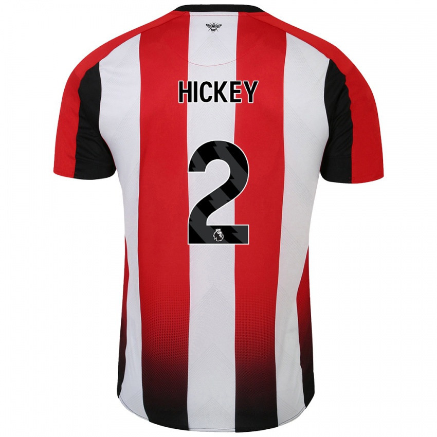 Niño Camiseta Aaron Hickey #2 Rojo Blanco 1ª Equipación 2024/25 La Camisa Chile