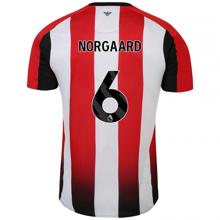 Niño Camiseta Christian Nørgaard #6 Rojo Blanco 1ª Equipación 2024/25 La Camisa Chile