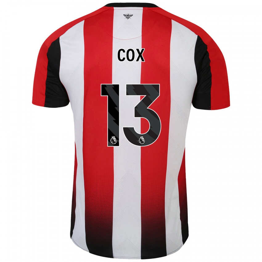 Niño Camiseta Matthew Cox #13 Rojo Blanco 1ª Equipación 2024/25 La Camisa Chile