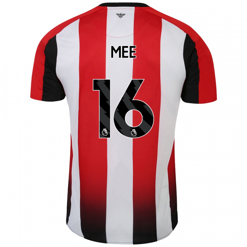 Niño Camiseta Ben Mee #16 Rojo Blanco 1ª Equipación 2024/25 La Camisa Chile