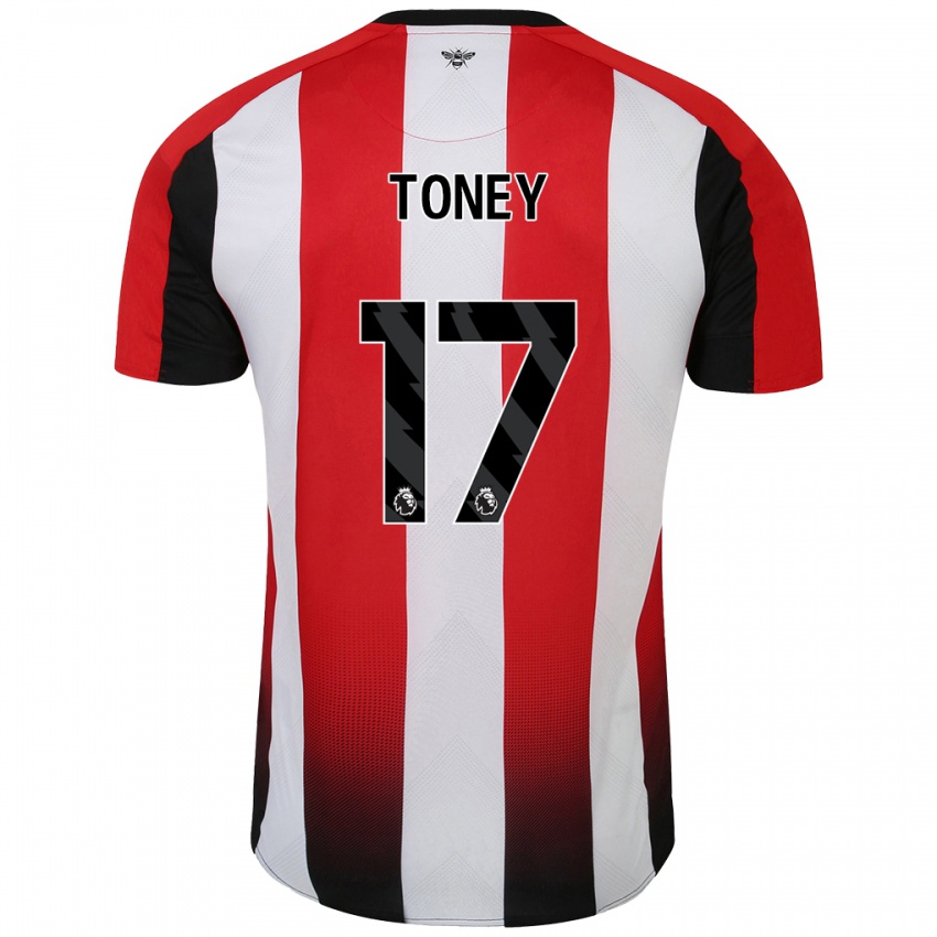 Niño Camiseta Ivan Toney #17 Rojo Blanco 1ª Equipación 2024/25 La Camisa Chile