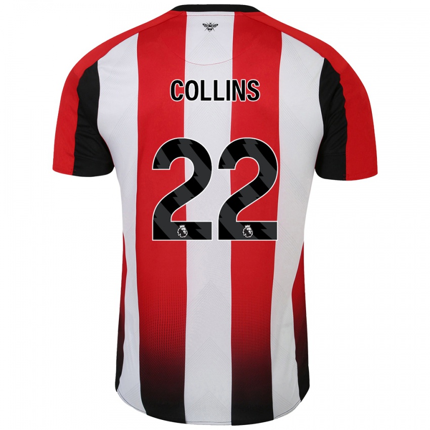 Niño Camiseta Nathan Collins #22 Rojo Blanco 1ª Equipación 2024/25 La Camisa Chile