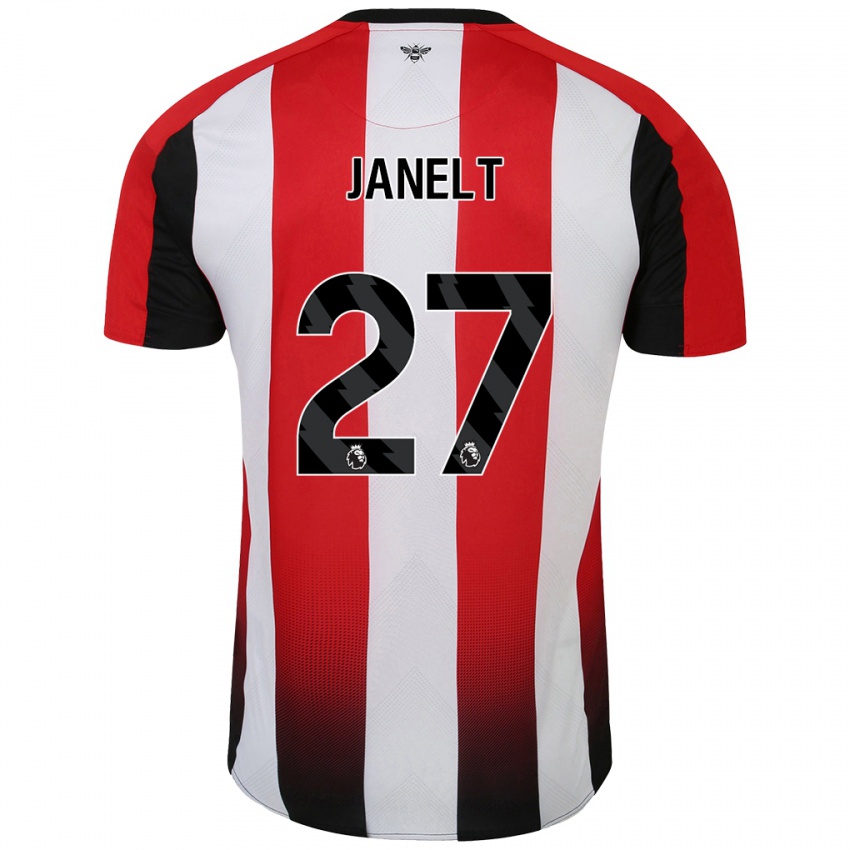 Niño Camiseta Vitaly Janelt #27 Rojo Blanco 1ª Equipación 2024/25 La Camisa Chile