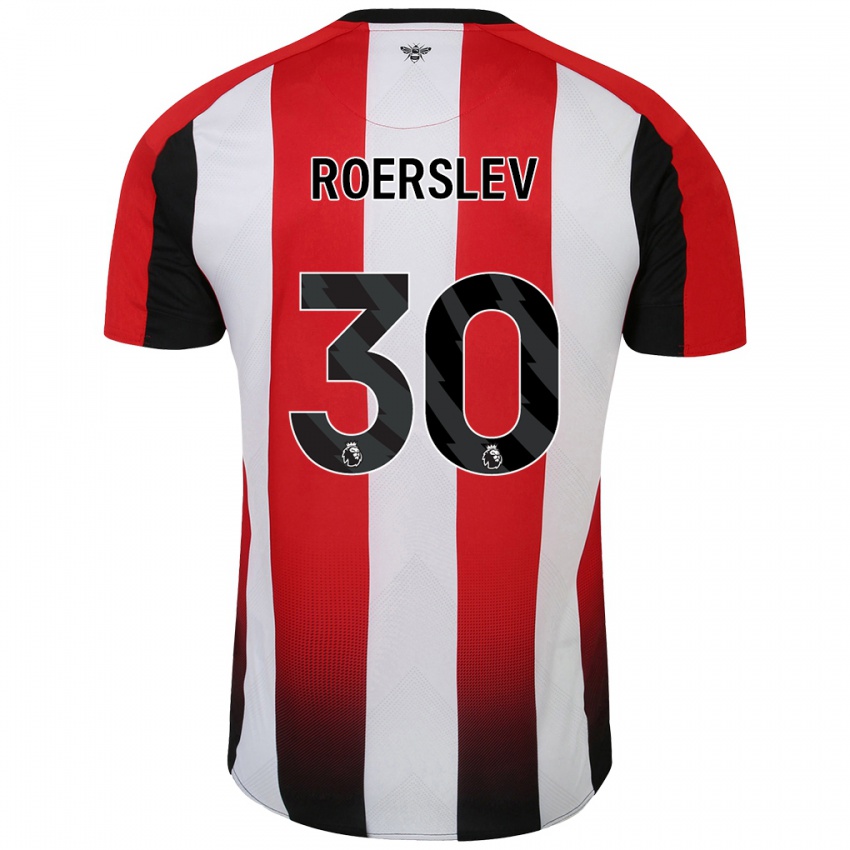 Niño Camiseta Mads Roerslev #30 Rojo Blanco 1ª Equipación 2024/25 La Camisa Chile