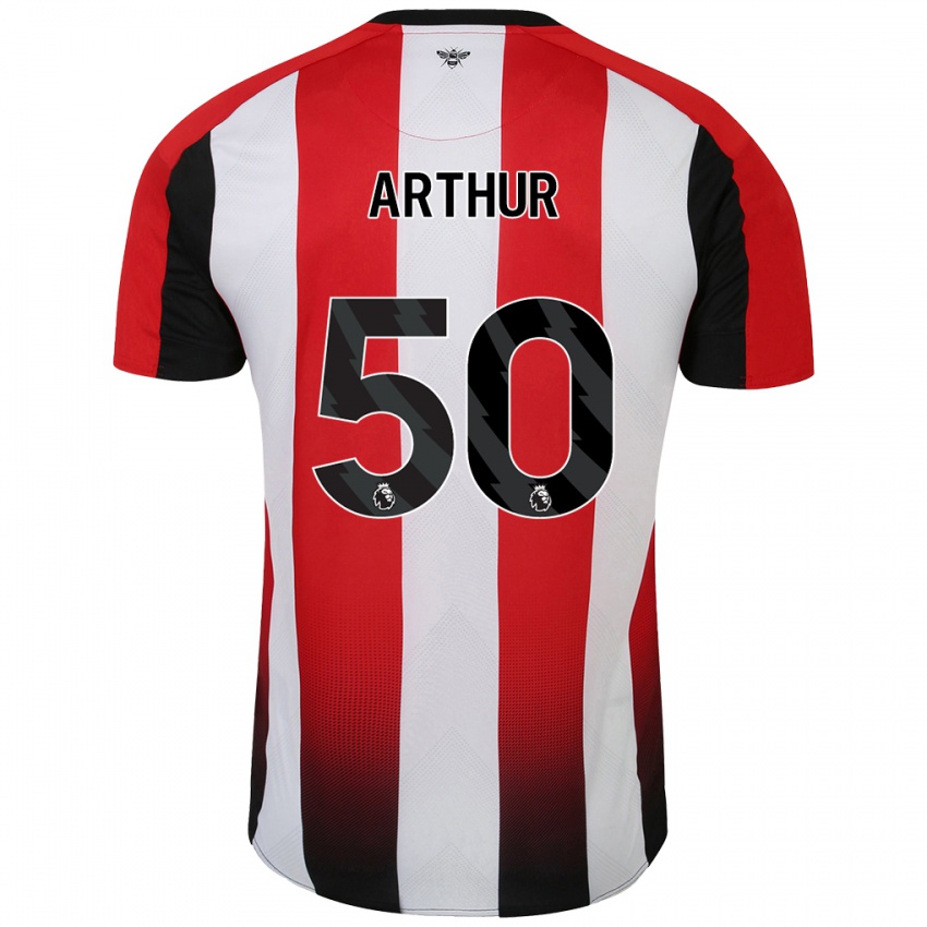 Niño Camiseta Benjamin Arthur #50 Rojo Blanco 1ª Equipación 2024/25 La Camisa Chile