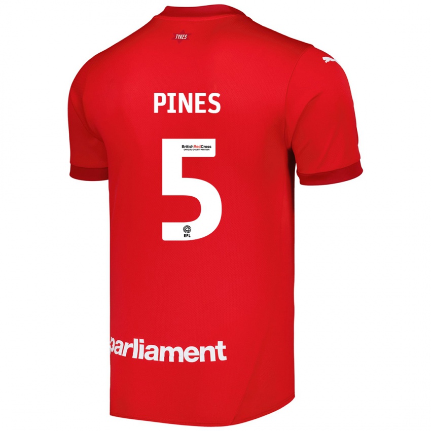 Niño Camiseta Donovan Pines #5 Rojo 1ª Equipación 2024/25 La Camisa Chile