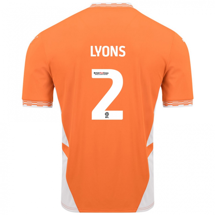 Niño Camiseta Andy Lyons #2 Naranja Blanco 1ª Equipación 2024/25 La Camisa Chile