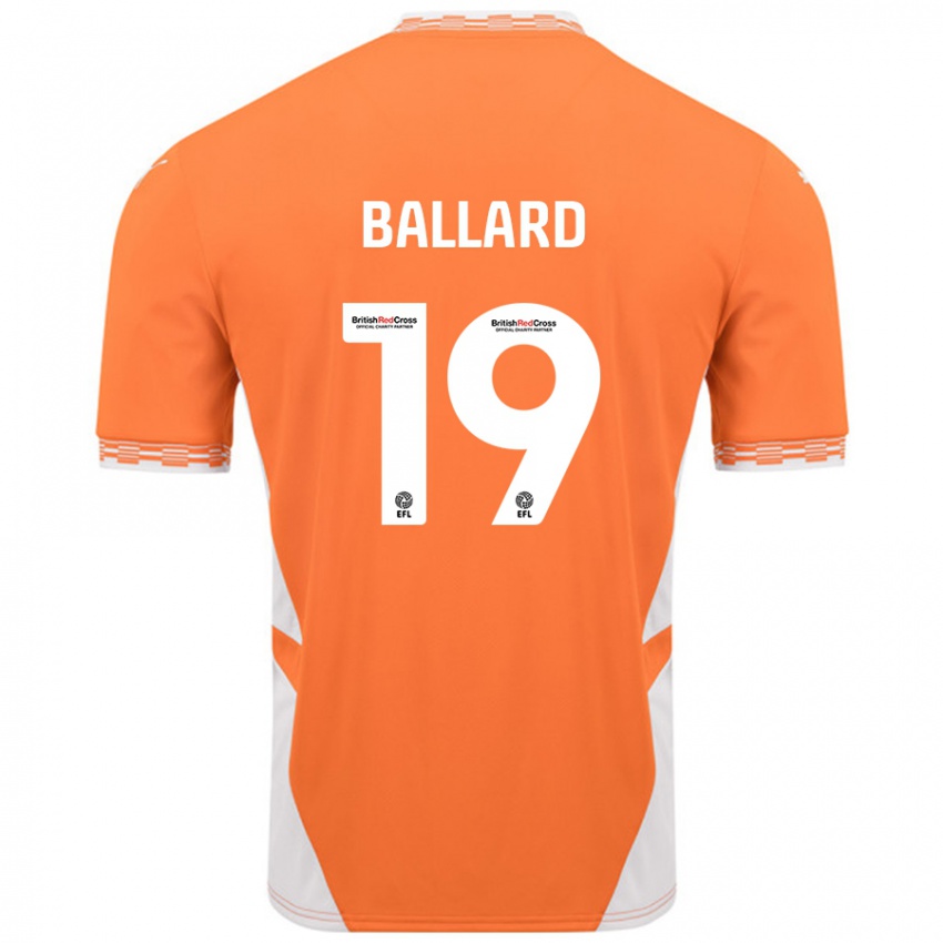 Niño Camiseta Dom Ballard #19 Naranja Blanco 1ª Equipación 2024/25 La Camisa Chile