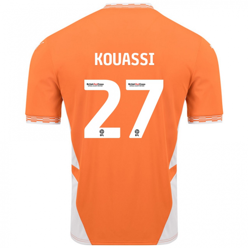 Niño Camiseta Kylian Kouassi #27 Naranja Blanco 1ª Equipación 2024/25 La Camisa Chile