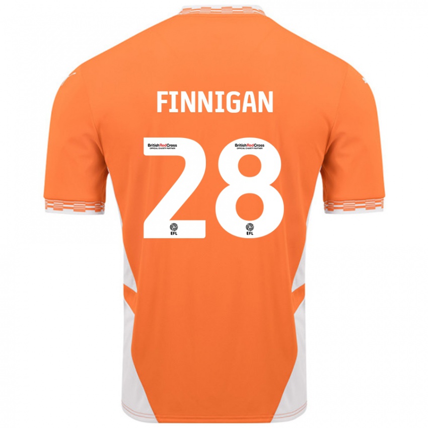 Niño Camiseta Ryan Finnigan #28 Naranja Blanco 1ª Equipación 2024/25 La Camisa Chile