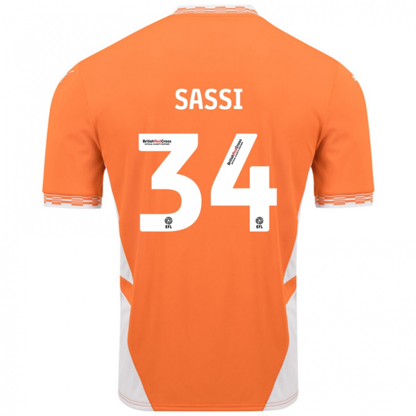 Niño Camiseta Dan Sassi #34 Naranja Blanco 1ª Equipación 2024/25 La Camisa Chile