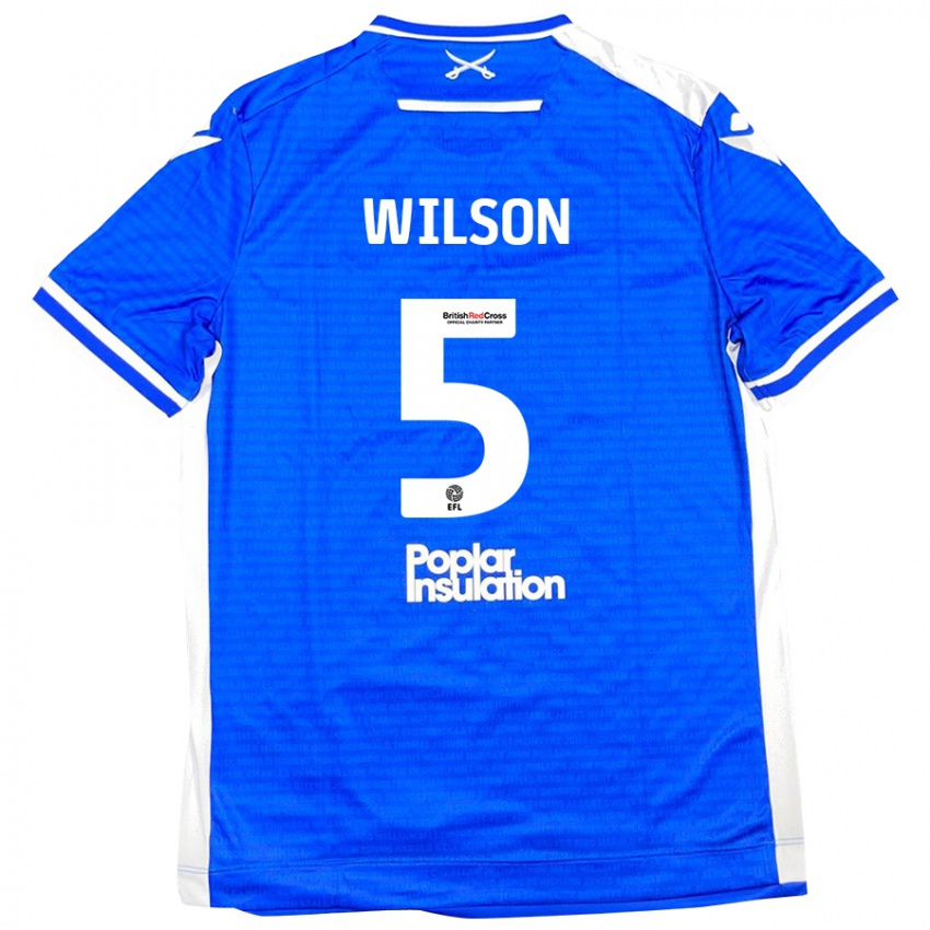 Niño Camiseta James Wilson #5 Azul Blanco 1ª Equipación 2024/25 La Camisa Chile