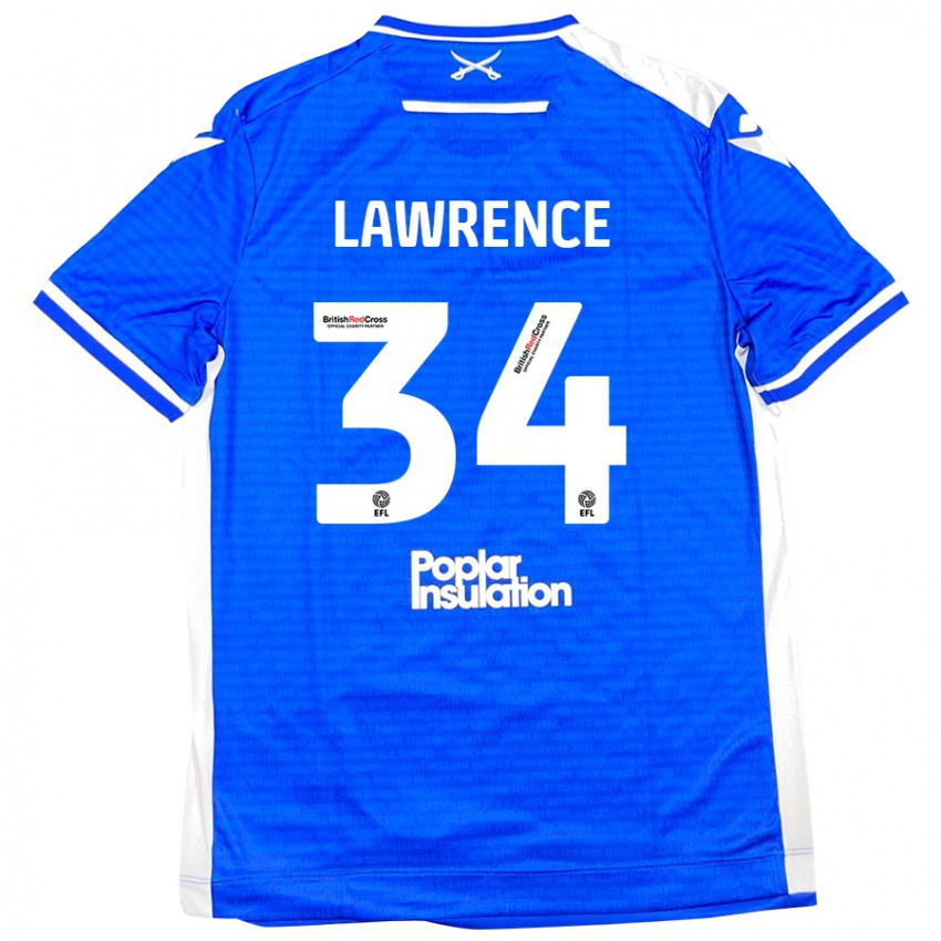 Niño Camiseta Jerry Lawrence #34 Azul Blanco 1ª Equipación 2024/25 La Camisa Chile