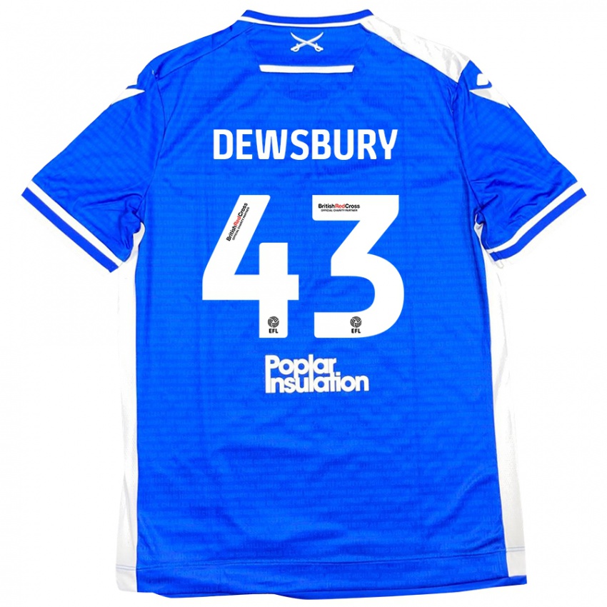 Niño Camiseta Ollie Dewsbury #43 Azul Blanco 1ª Equipación 2024/25 La Camisa Chile