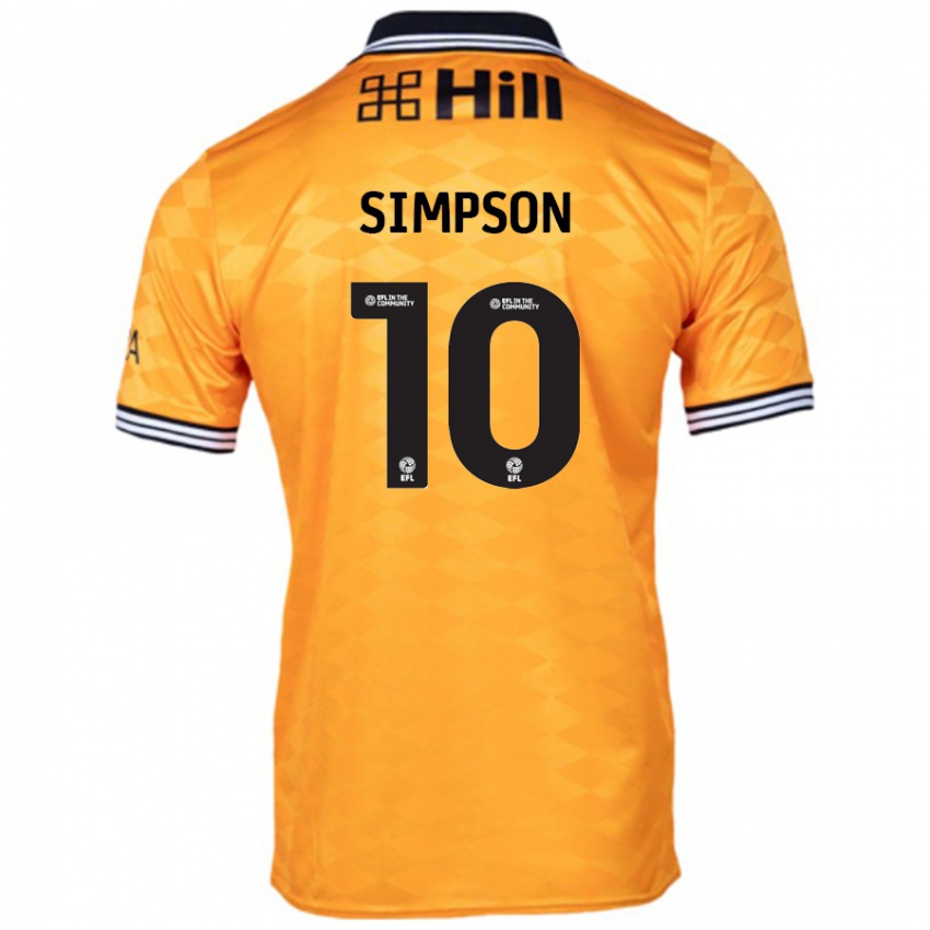 Niño Camiseta Harley-Jean Simpson #10 Naranja 1ª Equipación 2024/25 La Camisa Chile