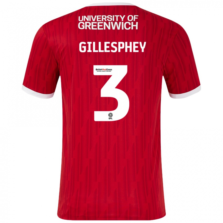 Niño Camiseta Macaulay Gillesphey #3 Rojo Blanco 1ª Equipación 2024/25 La Camisa Chile