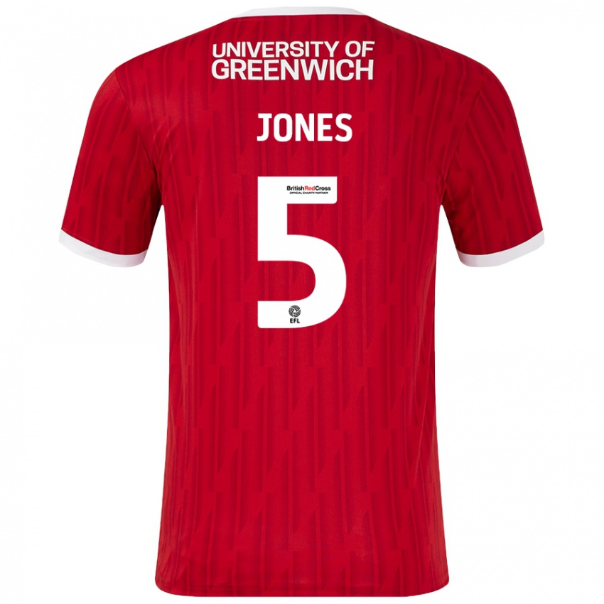 Niño Camiseta Lloyd Jones #5 Rojo Blanco 1ª Equipación 2024/25 La Camisa Chile