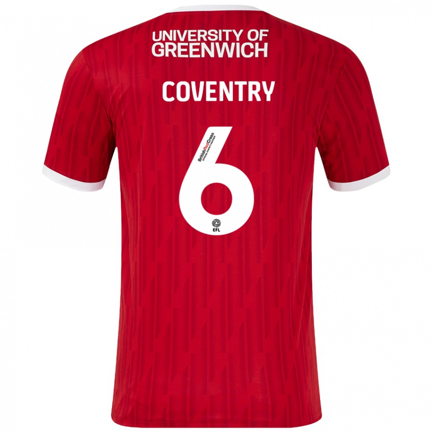 Niño Camiseta Conor Coventry #6 Rojo Blanco 1ª Equipación 2024/25 La Camisa Chile