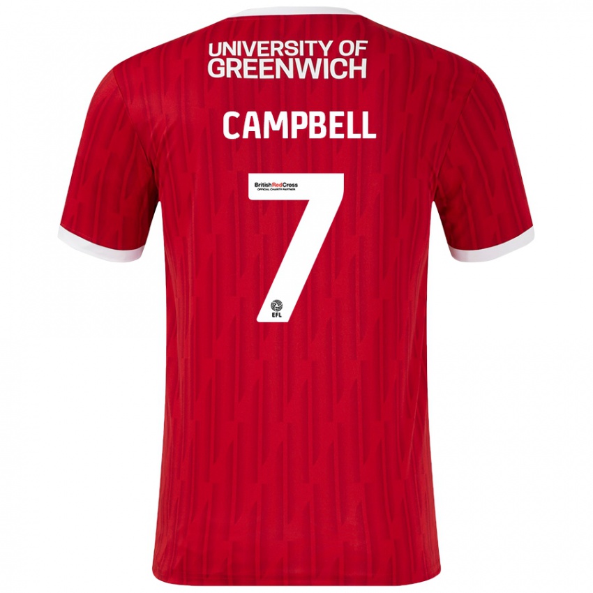 Niño Camiseta Tyreece Campbell #7 Rojo Blanco 1ª Equipación 2024/25 La Camisa Chile