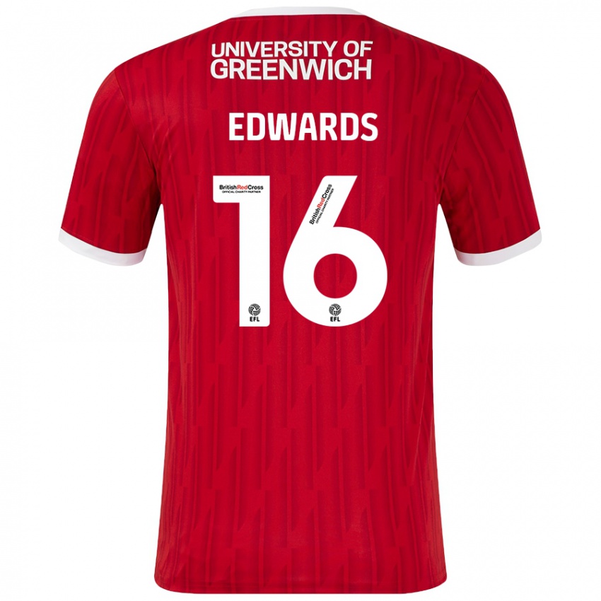 Niño Camiseta Josh Edwards #16 Rojo Blanco 1ª Equipación 2024/25 La Camisa Chile