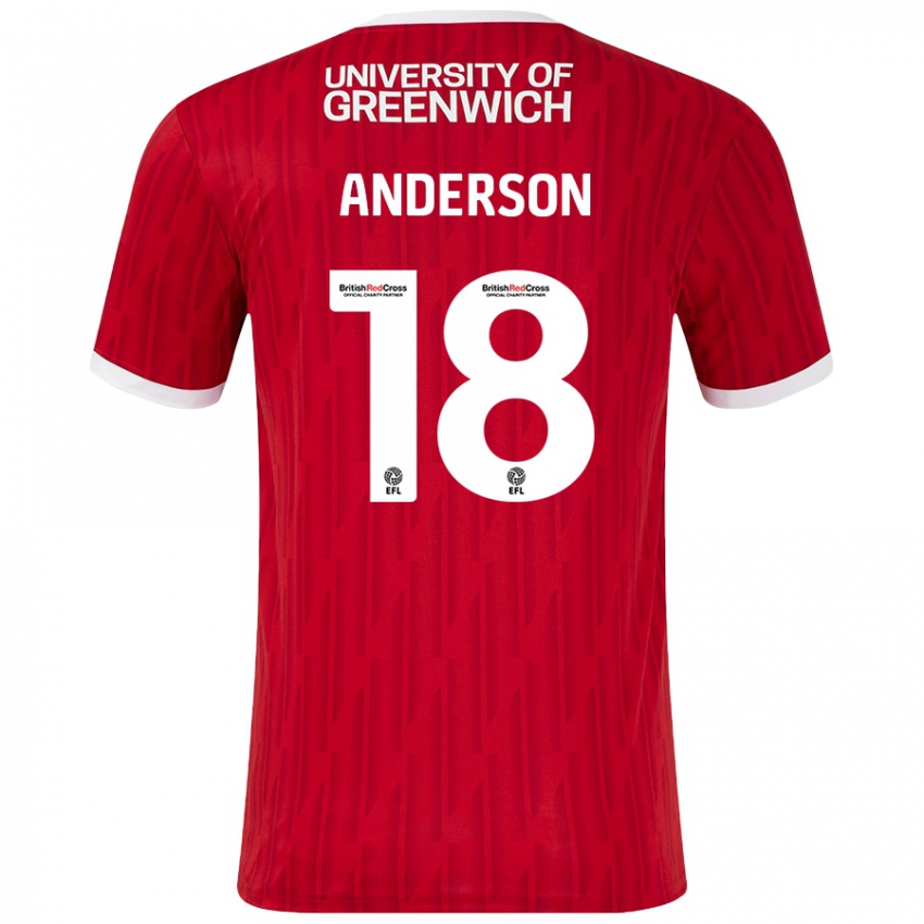 Niño Camiseta Karoy Anderson #18 Rojo Blanco 1ª Equipación 2024/25 La Camisa Chile