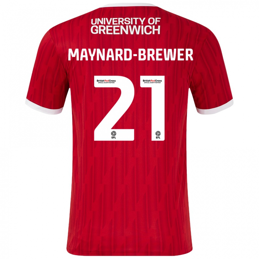 Niño Camiseta Ashley Maynard-Brewer #21 Rojo Blanco 1ª Equipación 2024/25 La Camisa Chile