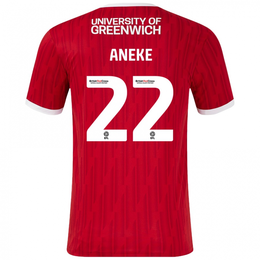 Niño Camiseta Chuks Aneke #22 Rojo Blanco 1ª Equipación 2024/25 La Camisa Chile