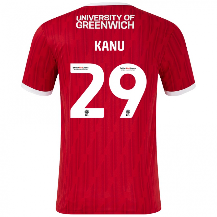 Niño Camiseta Daniel Kanu #29 Rojo Blanco 1ª Equipación 2024/25 La Camisa Chile