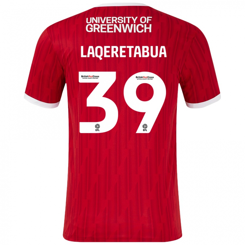 Niño Camiseta Josh Laqeretabua #39 Rojo Blanco 1ª Equipación 2024/25 La Camisa Chile