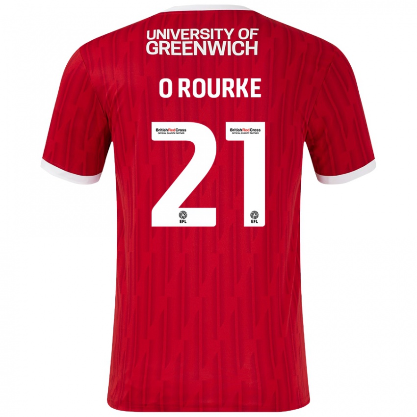 Niño Camiseta Sophie O'rourke #21 Rojo Blanco 1ª Equipación 2024/25 La Camisa Chile