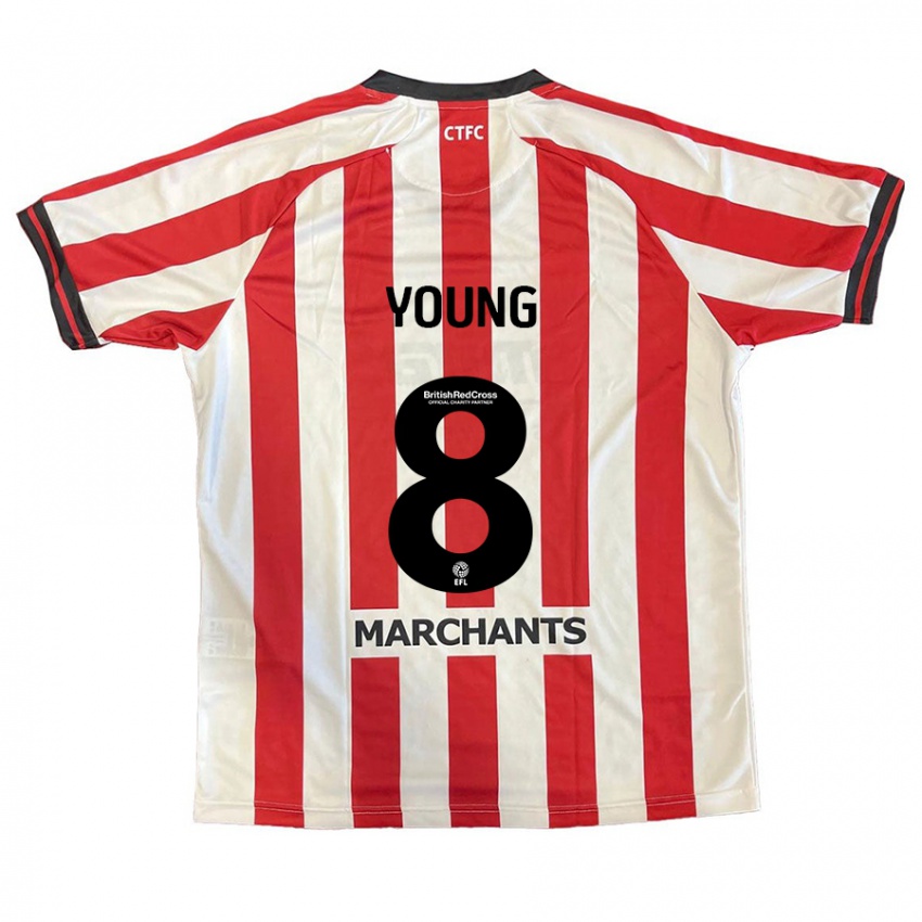 Niño Camiseta Luke Young #8 Rojo Blanco 1ª Equipación 2024/25 La Camisa Chile