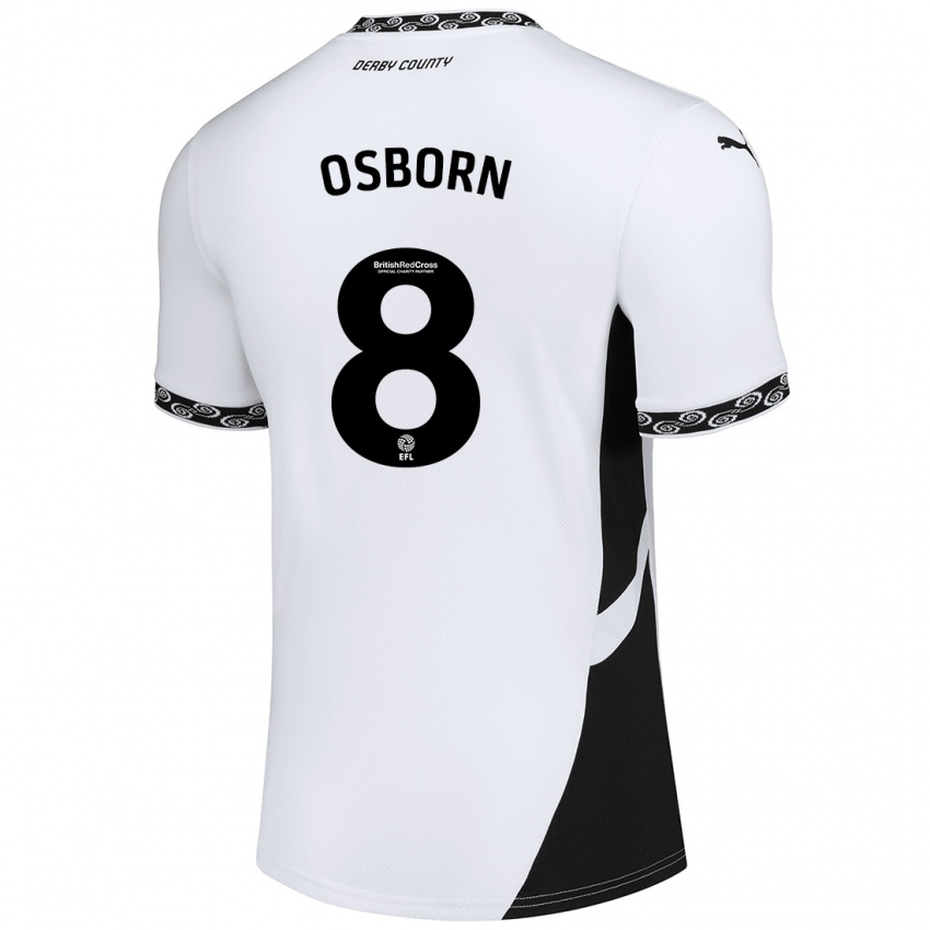 Niño Camiseta Ben Osborn #8 Blanco Negro 1ª Equipación 2024/25 La Camisa Chile