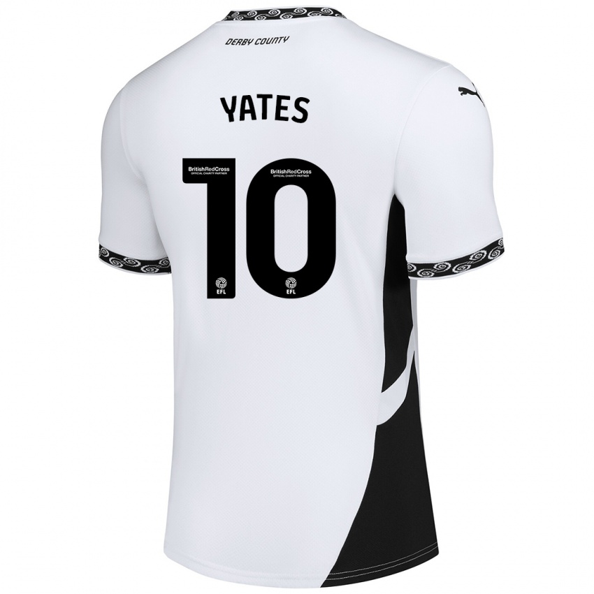 Niño Camiseta Jerry Yates #10 Blanco Negro 1ª Equipación 2024/25 La Camisa Chile