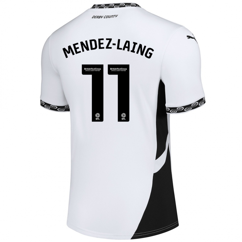 Niño Camiseta Nathaniel Méndez-Laing #11 Blanco Negro 1ª Equipación 2024/25 La Camisa Chile