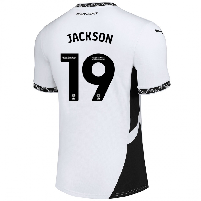 Niño Camiseta Kayden Jackson #19 Blanco Negro 1ª Equipación 2024/25 La Camisa Chile