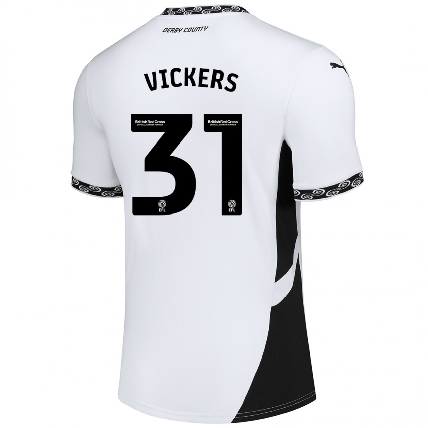 Niño Camiseta Josh Vickers #31 Blanco Negro 1ª Equipación 2024/25 La Camisa Chile