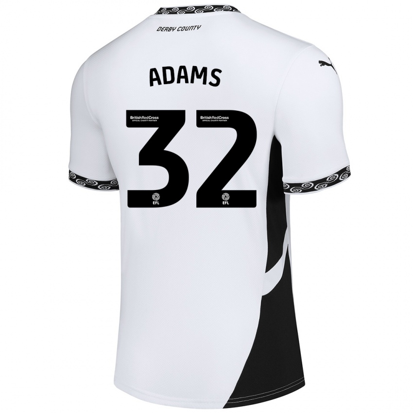 Niño Camiseta Ebou Adams #32 Blanco Negro 1ª Equipación 2024/25 La Camisa Chile