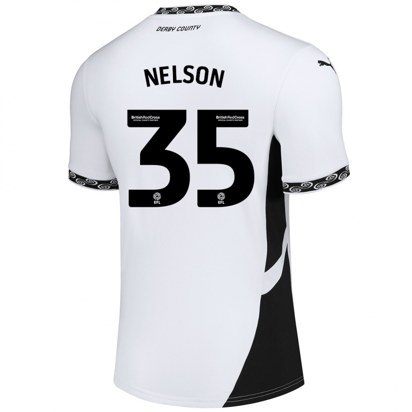 Niño Camiseta Curtis Nelson #35 Blanco Negro 1ª Equipación 2024/25 La Camisa Chile