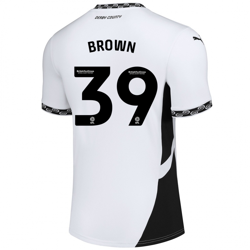 Niño Camiseta Dajaune Brown #39 Blanco Negro 1ª Equipación 2024/25 La Camisa Chile