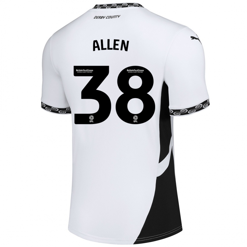 Niño Camiseta Cruz Allen #38 Blanco Negro 1ª Equipación 2024/25 La Camisa Chile