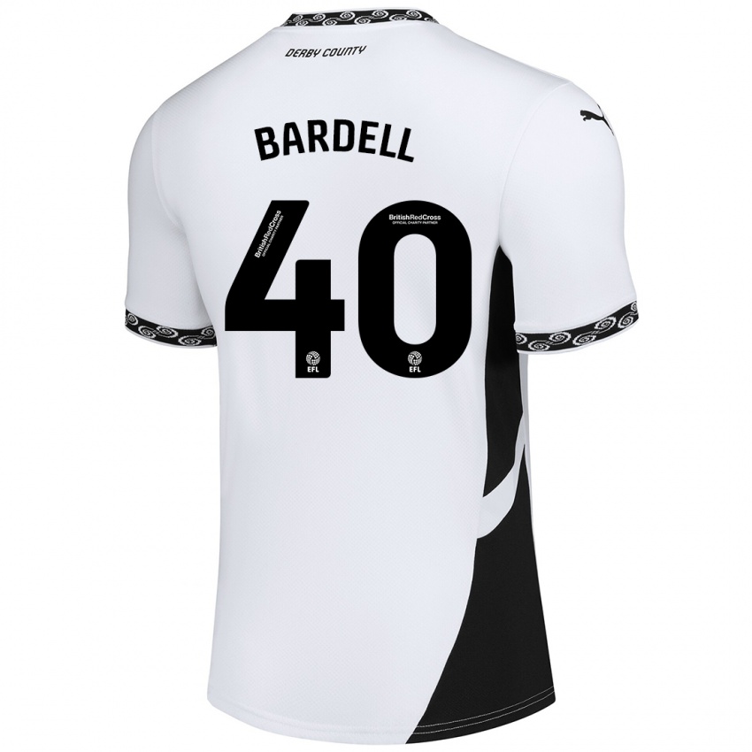 Niño Camiseta Max Bardell #40 Blanco Negro 1ª Equipación 2024/25 La Camisa Chile