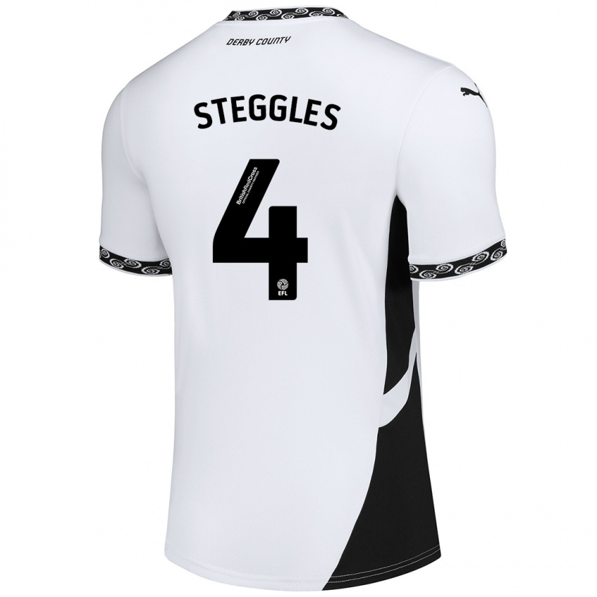 Niño Camiseta Charlotte Steggles #4 Blanco Negro 1ª Equipación 2024/25 La Camisa Chile