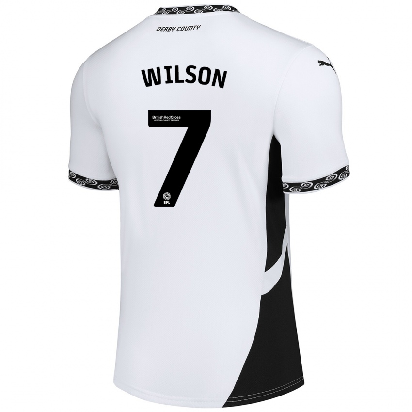 Niño Camiseta Emelia Wilson #7 Blanco Negro 1ª Equipación 2024/25 La Camisa Chile