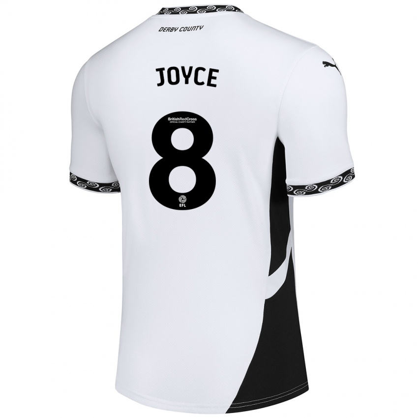 Niño Camiseta Emily Joyce #8 Blanco Negro 1ª Equipación 2024/25 La Camisa Chile