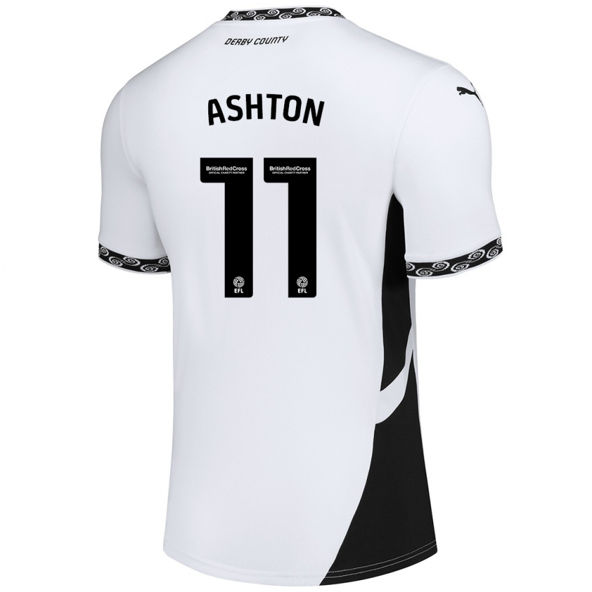 Niño Camiseta Eleanor Ashton #11 Blanco Negro 1ª Equipación 2024/25 La Camisa Chile