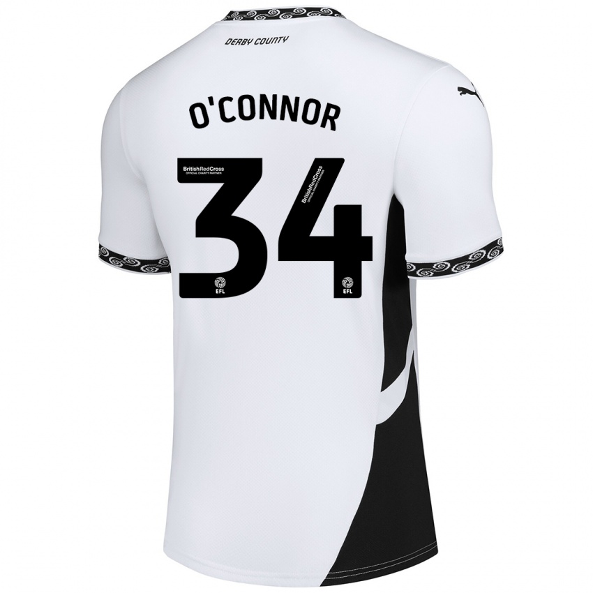 Niño Camiseta Dolcie O'connor #34 Blanco Negro 1ª Equipación 2024/25 La Camisa Chile