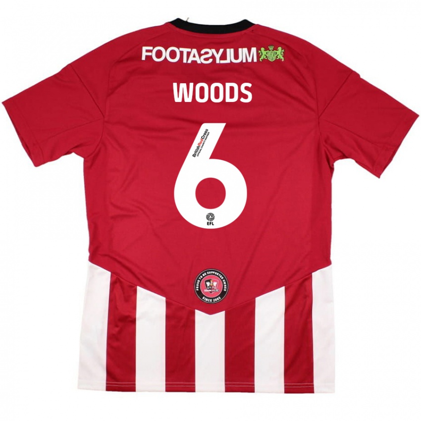 Niño Camiseta Ryan Woods #6 Rojo Blanco 1ª Equipación 2024/25 La Camisa Chile