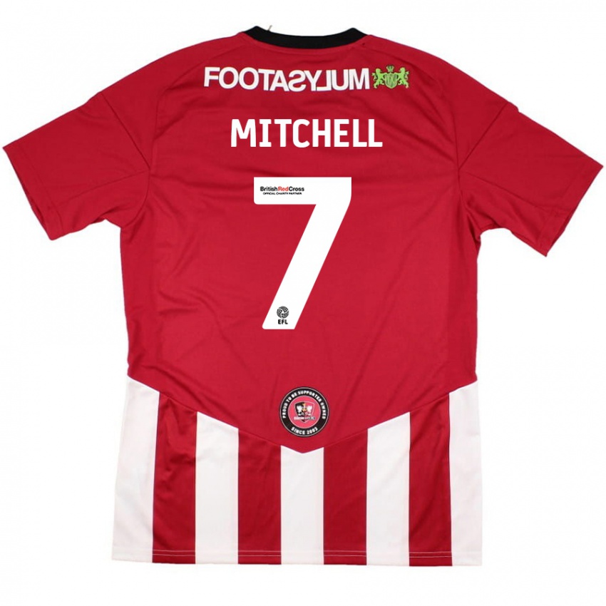 Niño Camiseta Demetri Mitchell #7 Rojo Blanco 1ª Equipación 2024/25 La Camisa Chile